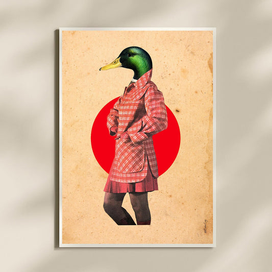 A bird in red