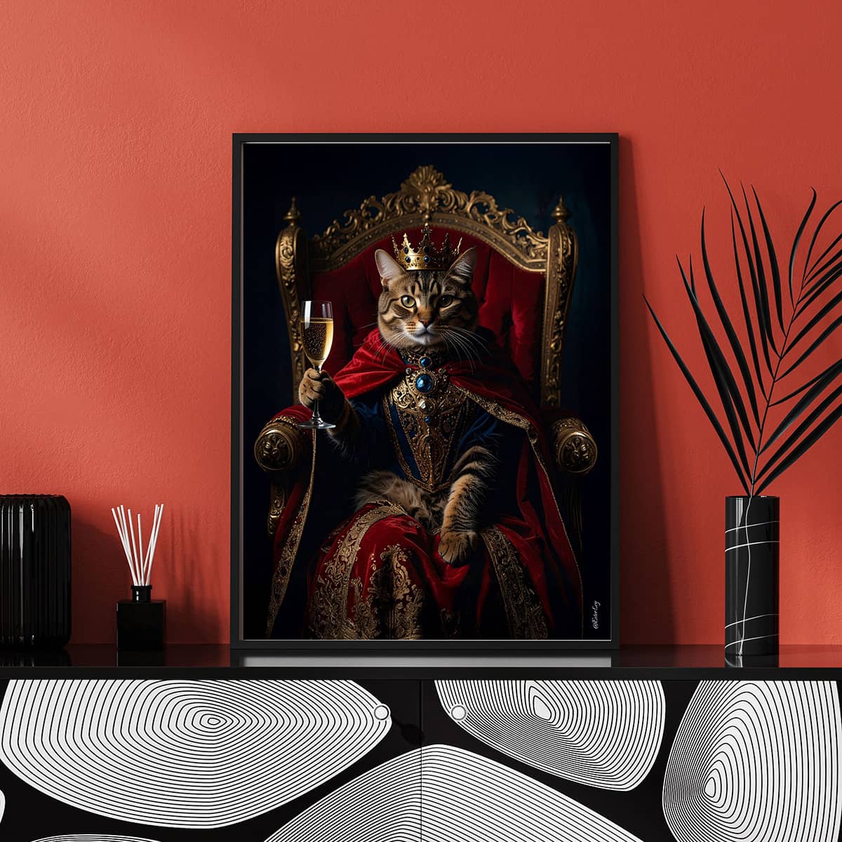 King cat and his champagne